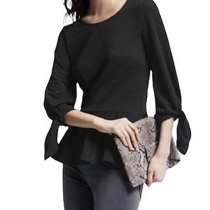 Banana Republic Black Tie-Sleeve Crepe Top